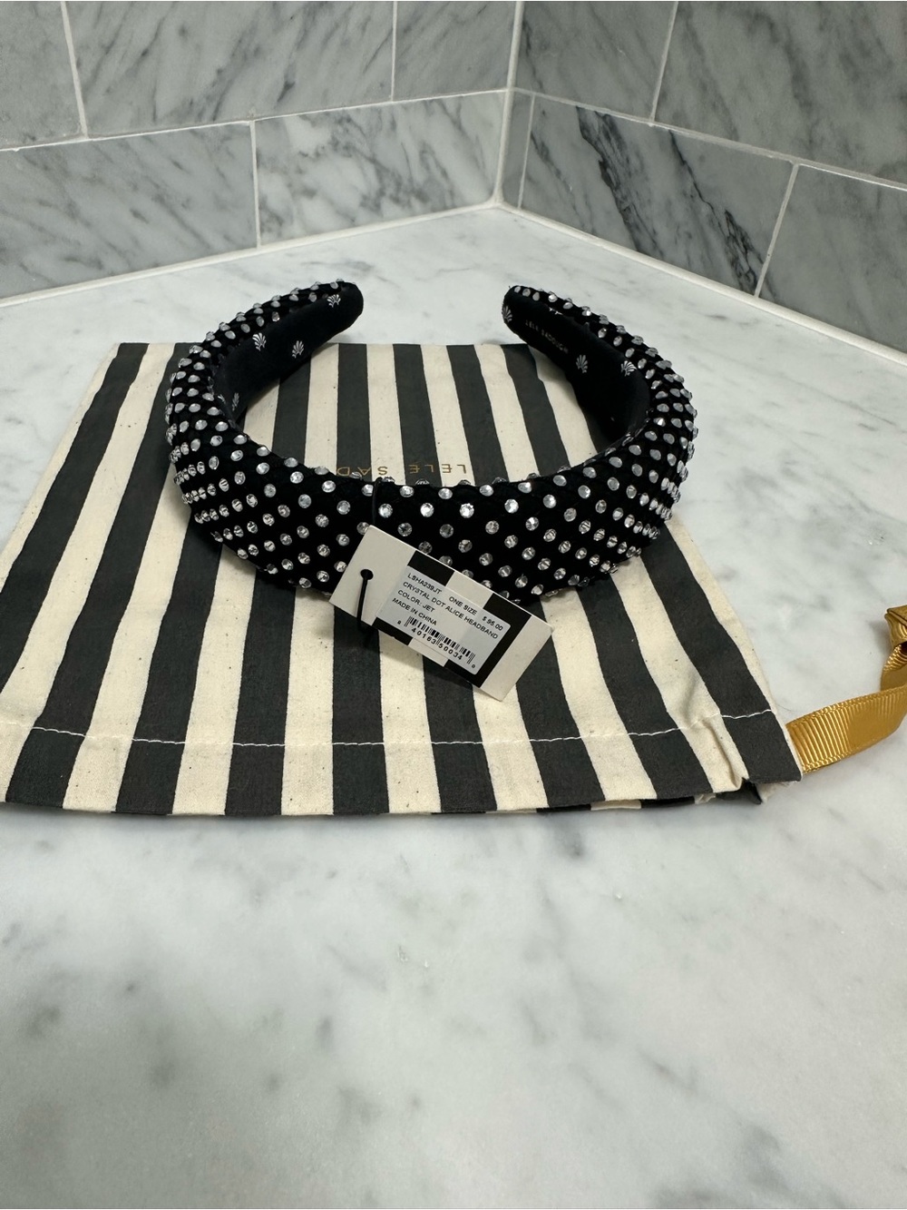 Lele Sadoughi Black Crystal Padded Headband